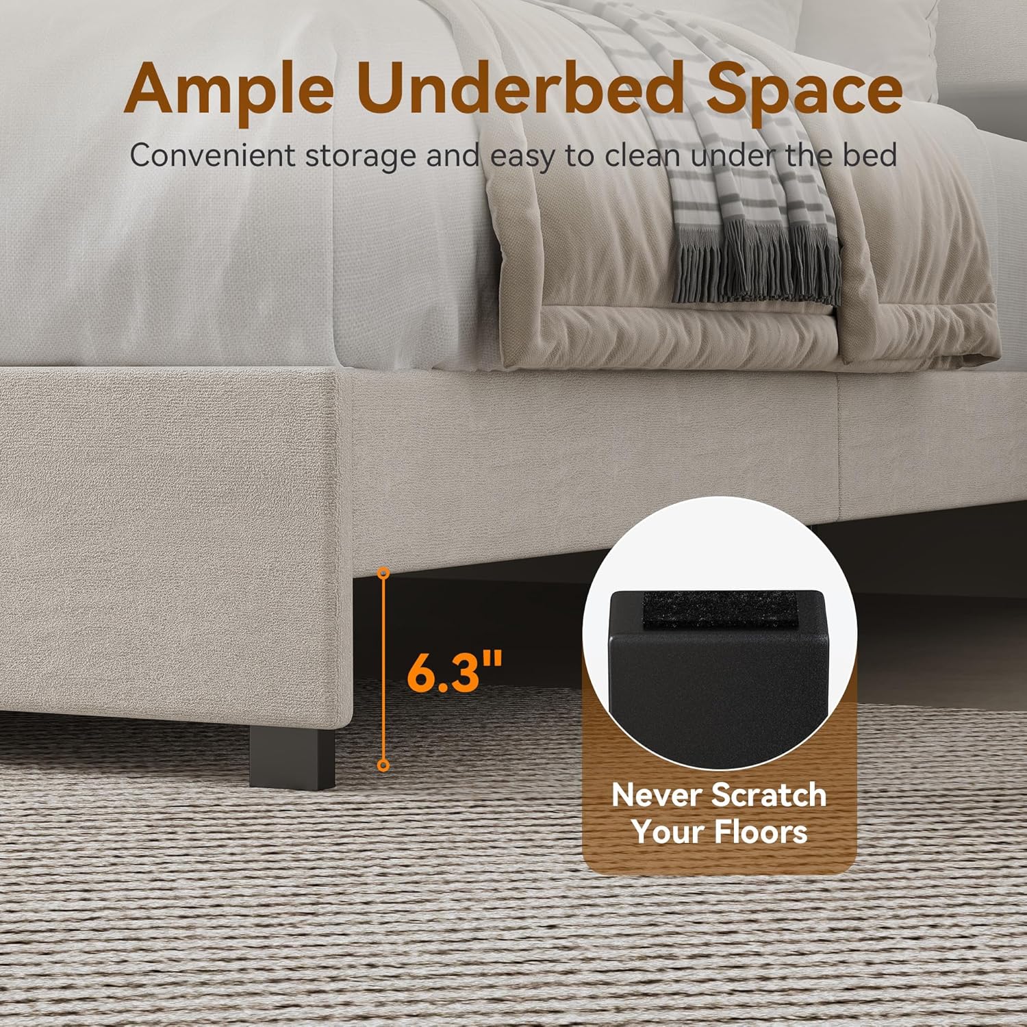 BedsPick Queen Bed Frame with Tall Headboard, 55.3