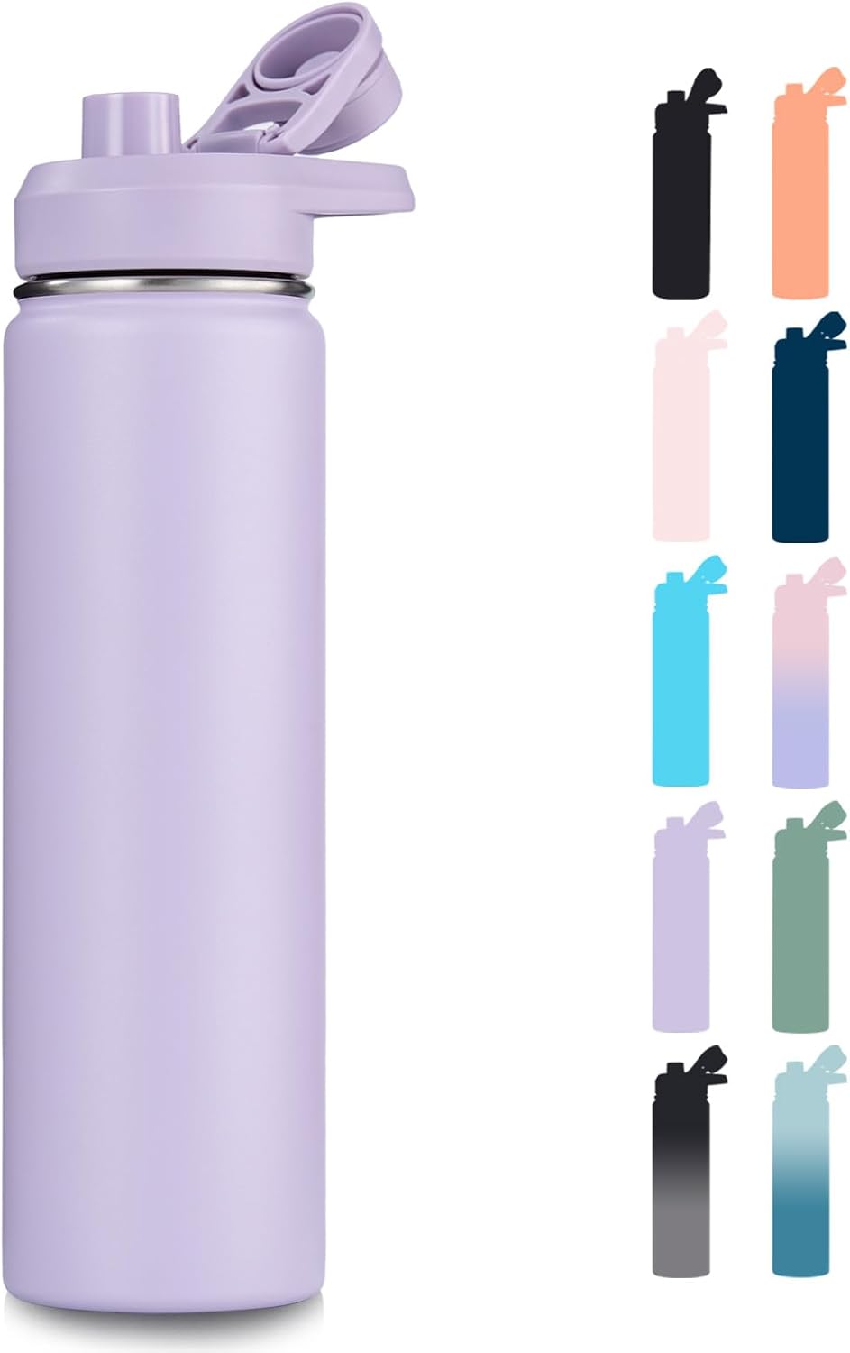 24 oz Insulated Water Bottle with Handle, 304 Stainless Steel Water Bottles with Wide Mouth, Double Wall Vacuum Sports Water Bottle, BPA Free, Keep Cold and Hot, Blue&Black