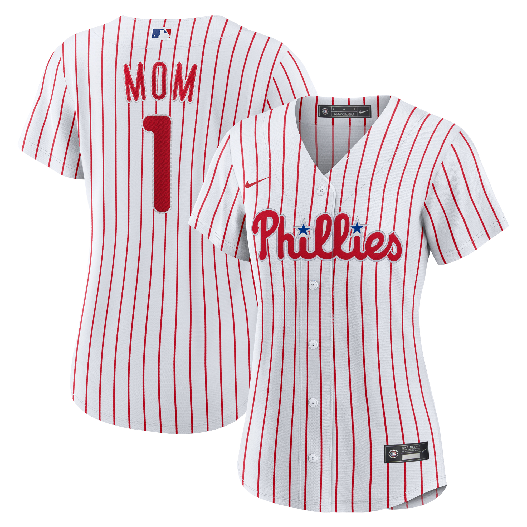 Women's Philadelphia Phillies  Nike White #1 Mom Home Replica Jersey