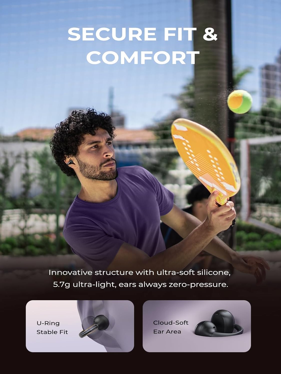 Open Ear Clip On Earbuds, Bluetooth 5.4 AI Music Generator Wireless Bone Conduction Headphones with 4 Mics Clear Calls, 5.7g Ultra-Light, 30H Hi-Fi Stereo Playtime for Sports, Black