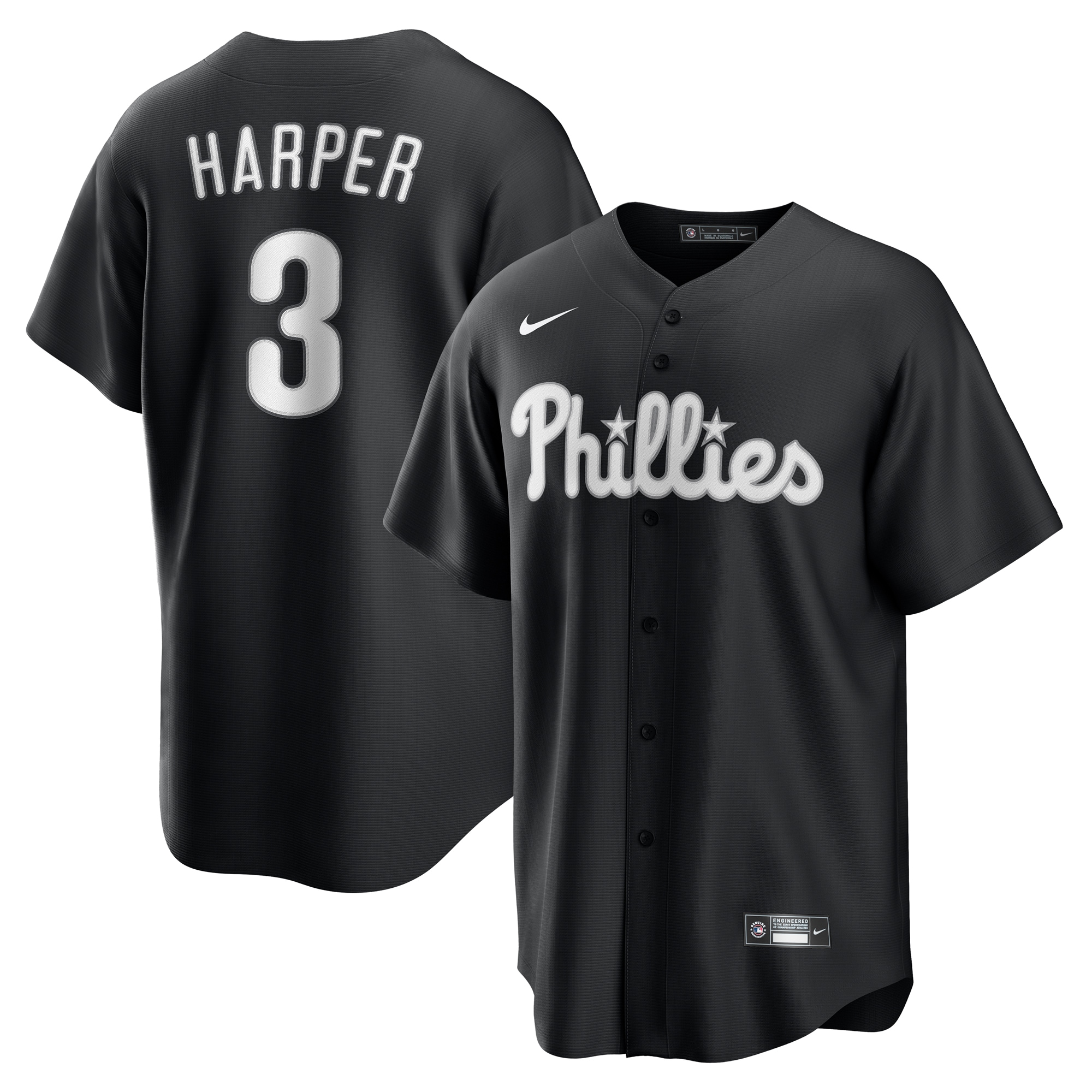 Men's Philadelphia Phillies Bryce Harper Nike Black Replica Player Jersey