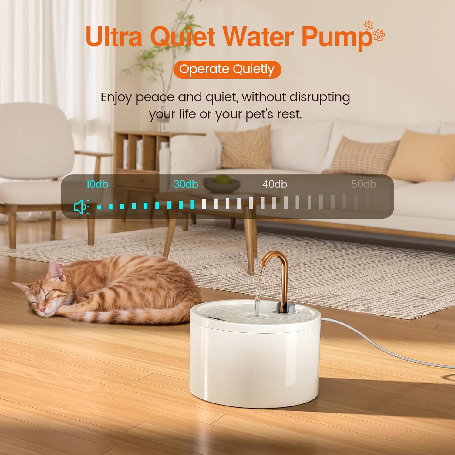 Ceramic Cat Water Fountain - 2.1L/71oz - All-Ceramic Body & Pure Copper Water Spout - Non-Toxic - Automatic Pet Drinking Fountain Indoor with Ultra-Quiet Pump, and 3Pcs Filter & Sponge (White)