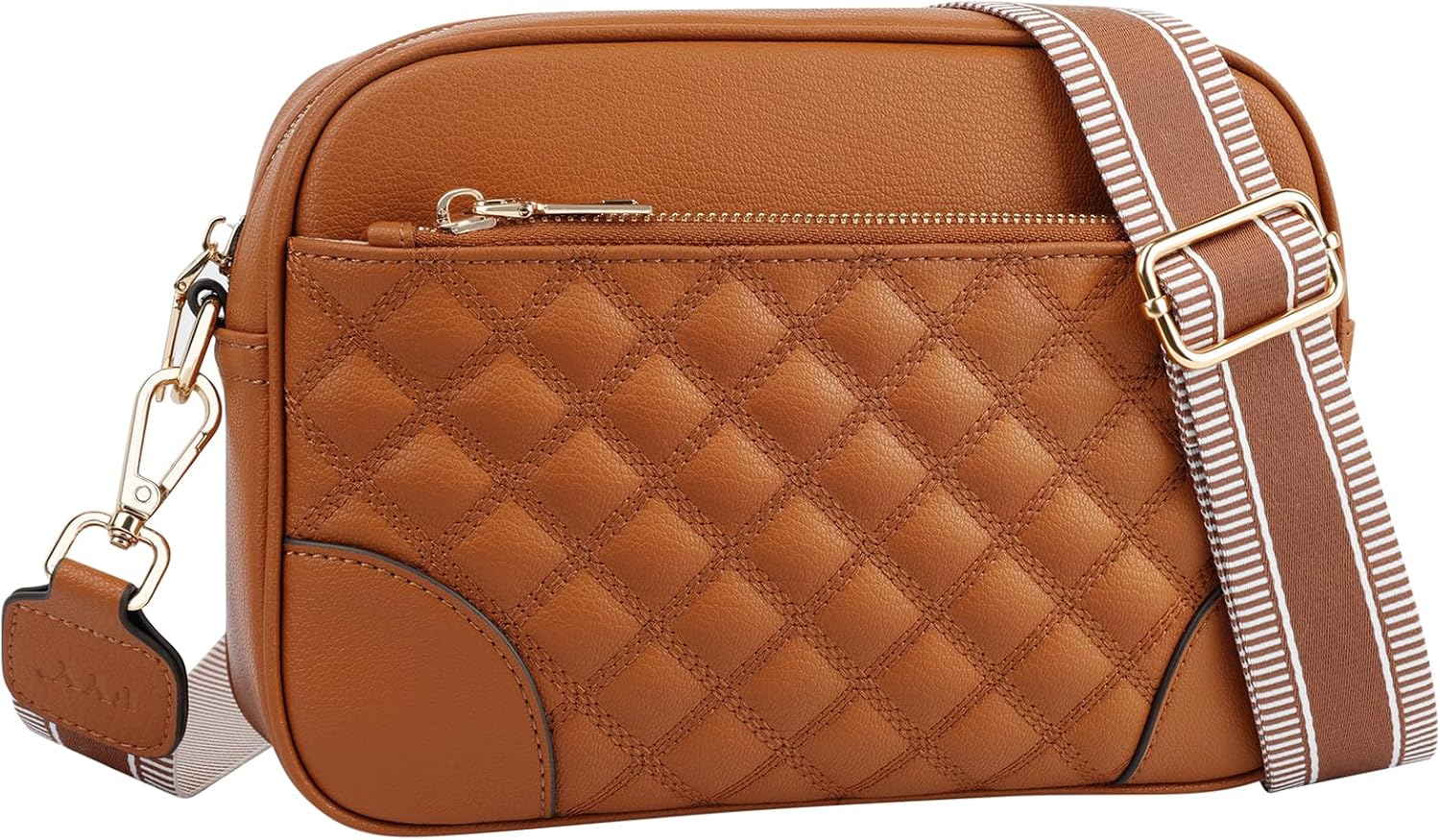 FYY Small Crossbody Bags for Women Quilted Vegan Leather Crossbody Purses for Women Travel with Adjustable Shoulder Strap