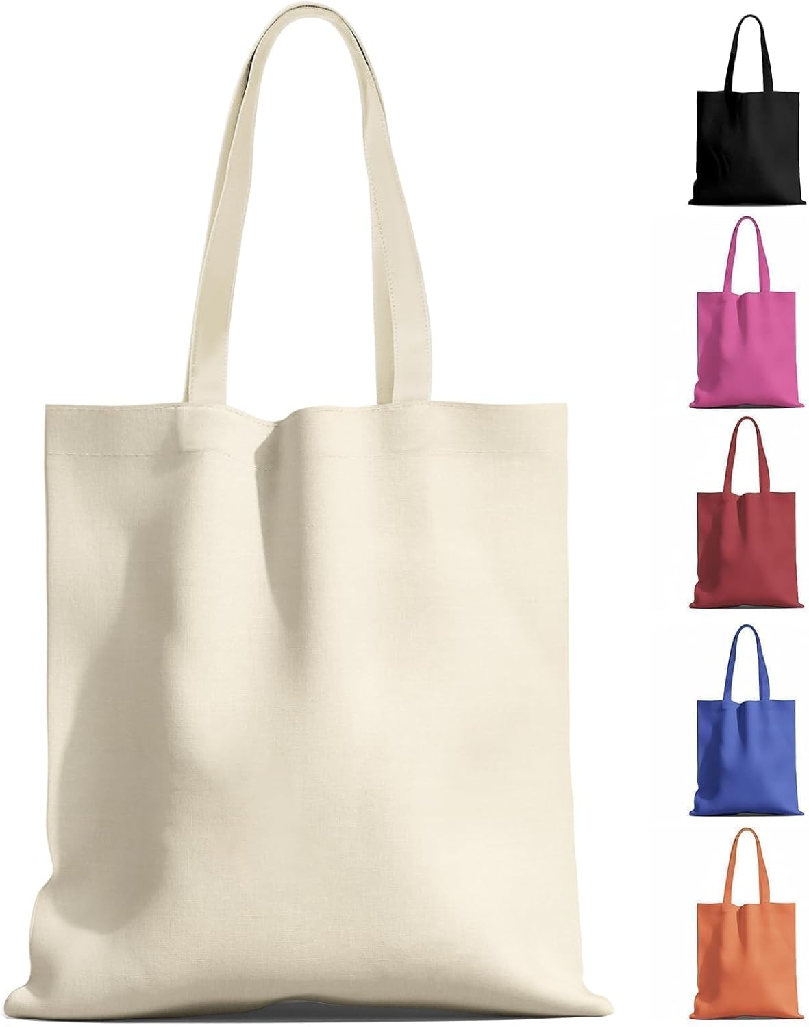MOLOVA 1-200 Pack Available Premium Canvas Reusable Tote Gift Bags, Made of Natural Canvas with Handle, Work, DIY, Shopping