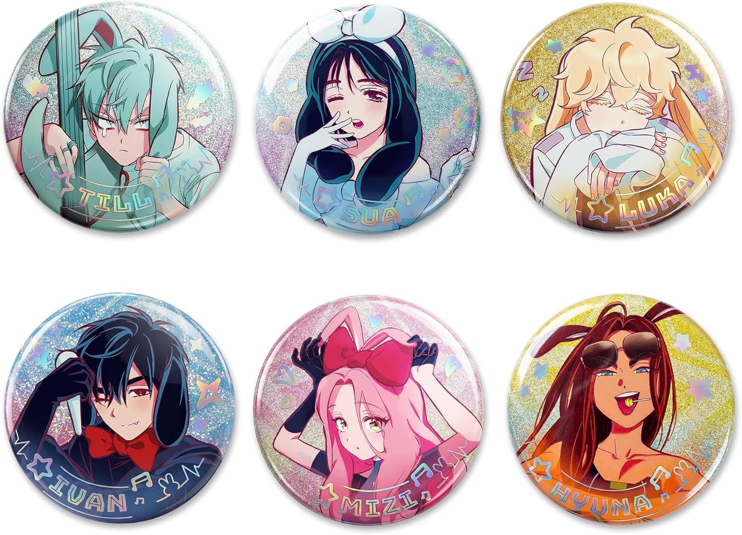 Alien Stage Rabbit Series Blind Box Holographic Button Pins, Officially Licensed Anime ALNST Collectible Merch for Ita Bags (Single Pack, Contains One Random Character)