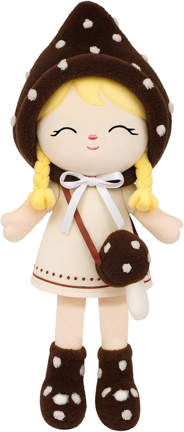 Soft Baby Doll Toys (16'') Baby Rag Doll for Girls Birthday Cuddly Plush Toys for Toddler Kids (Mushroom Girl)