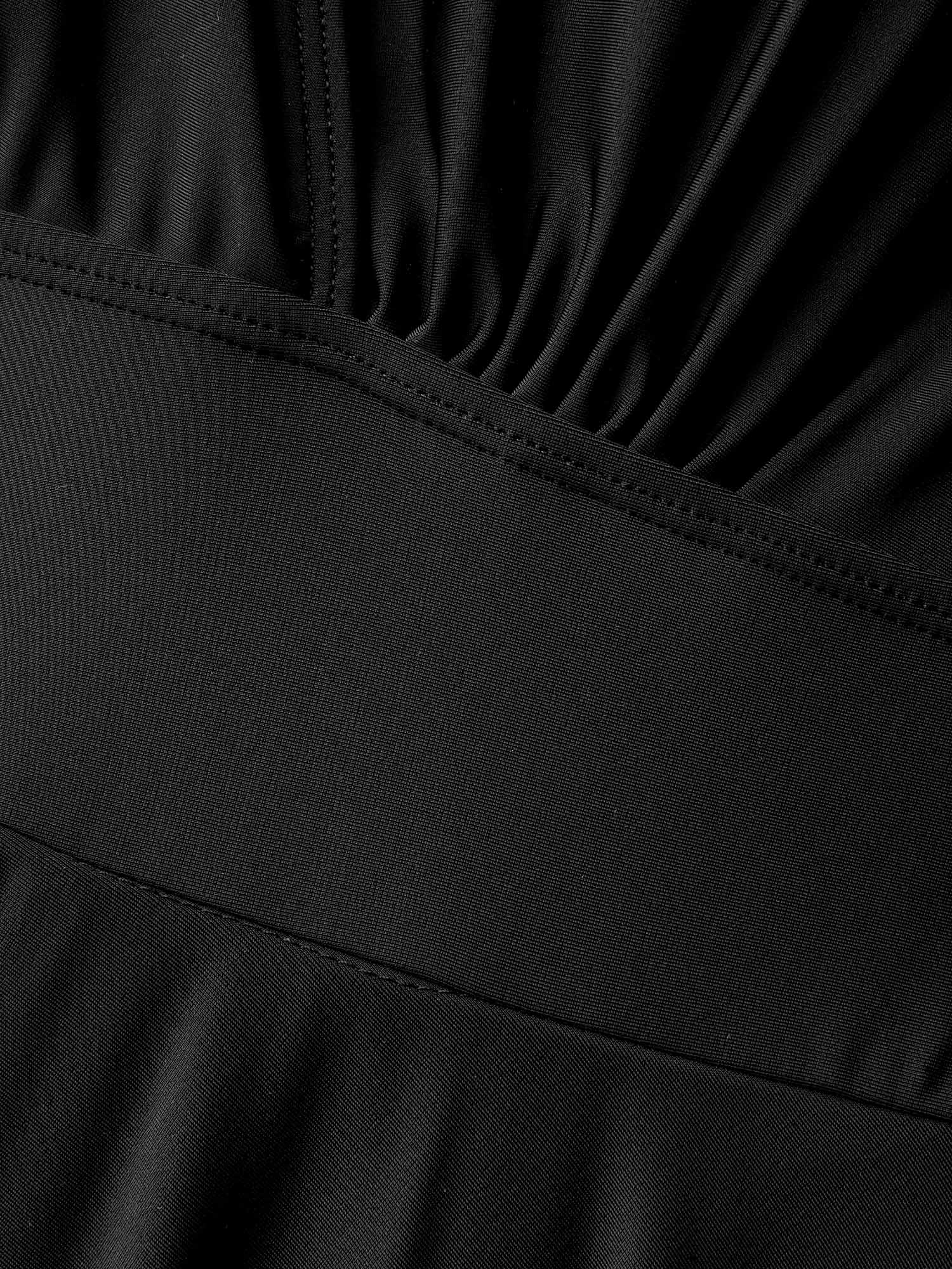 Laser Cut Surplice Neck Waist-Cinched Swim Dress