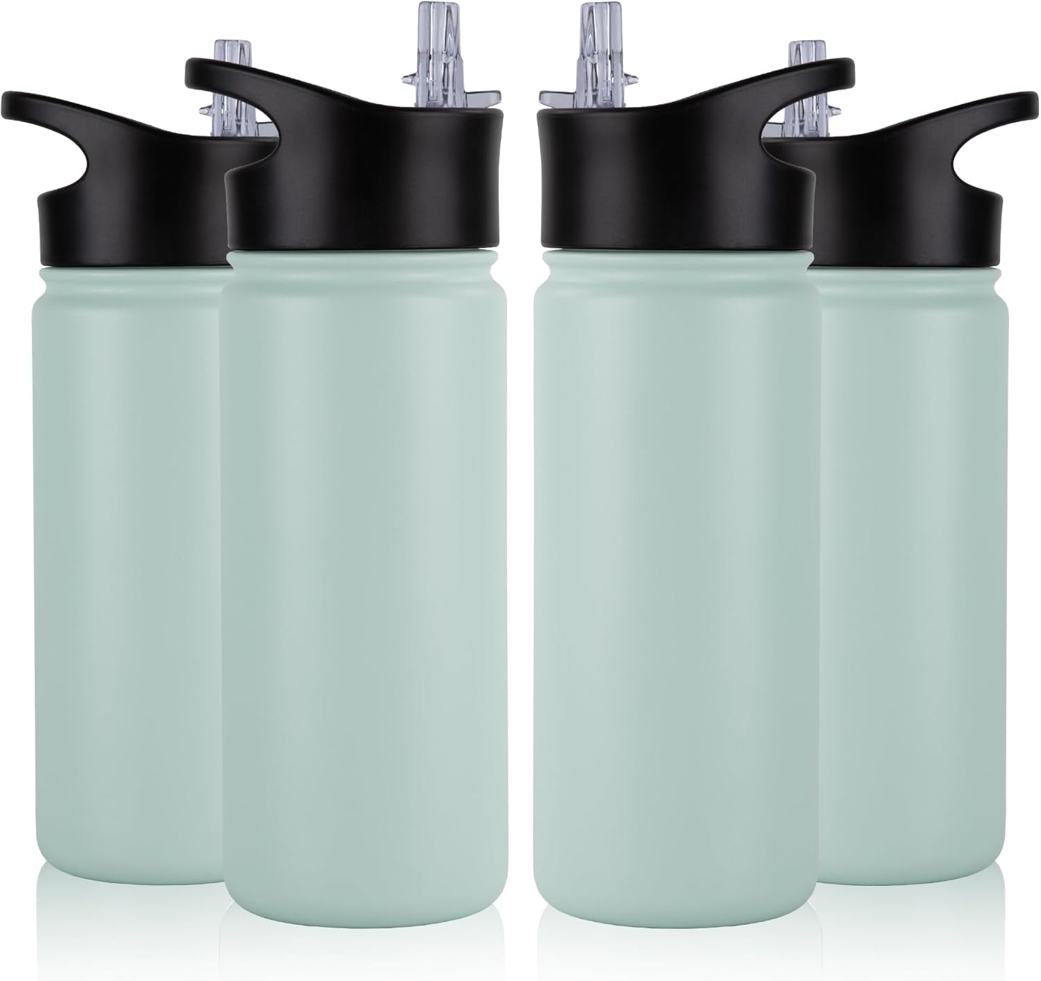 40 oz Insulated Water Bottle with Straw, Stainless Steel Sports Water Bottles with 2 Lids (Straw and Wide Mouth lid), Double Wall Vacuum, Leakproof, BPA-Free, Black