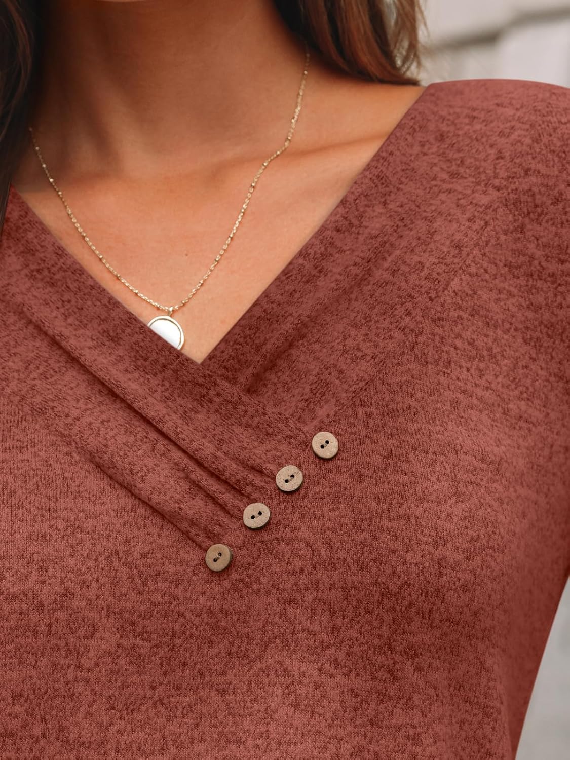 AUTOMET Womens Long Sleeve Tunic Top V Neck Button Shirts 2026 Dressy Casual Business Blouses