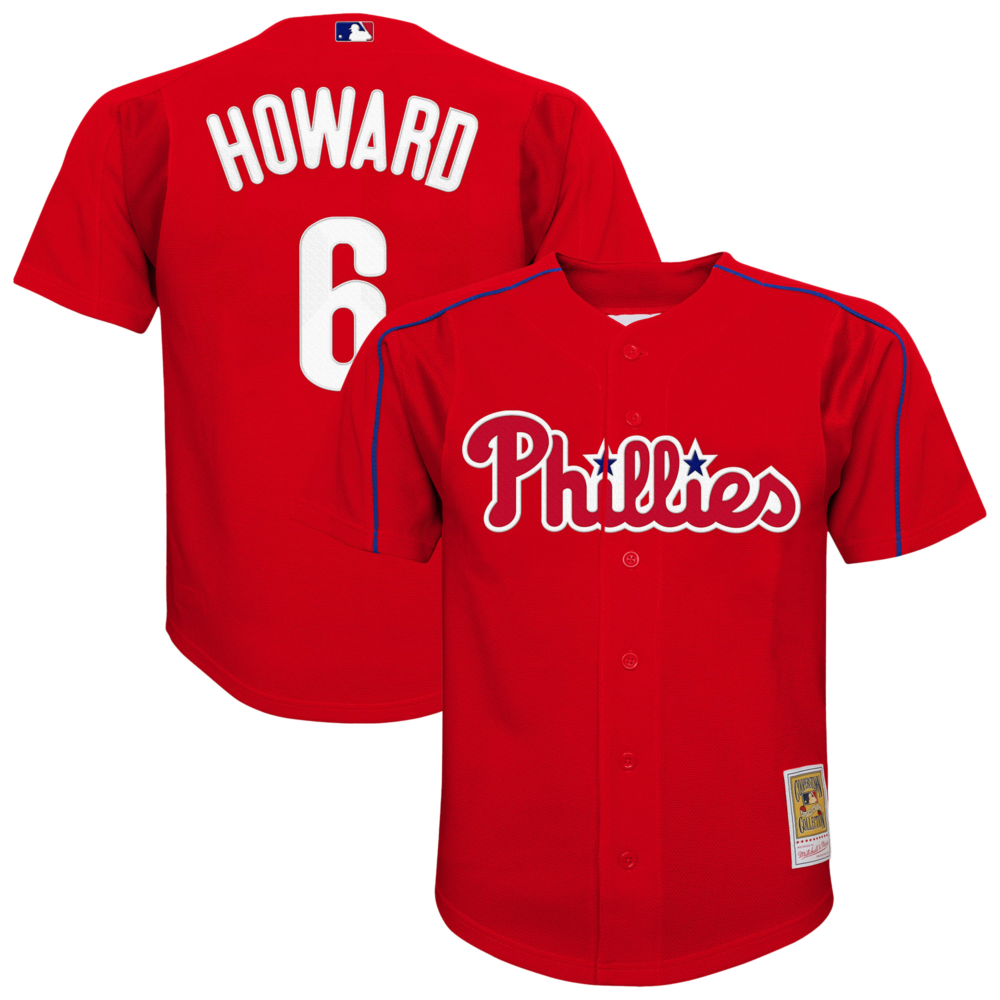 Youth Philadelphia Phillies Ryan Howard Mitchell & Ness Red Mesh Batting Practice Jersey