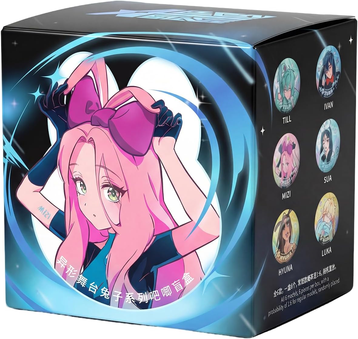 Alien Stage Rabbit Series Blind Box Holographic Button Pins, Officially Licensed Anime ALNST Collectible Merch for Ita Bags (Single Pack, Contains One Random Character)