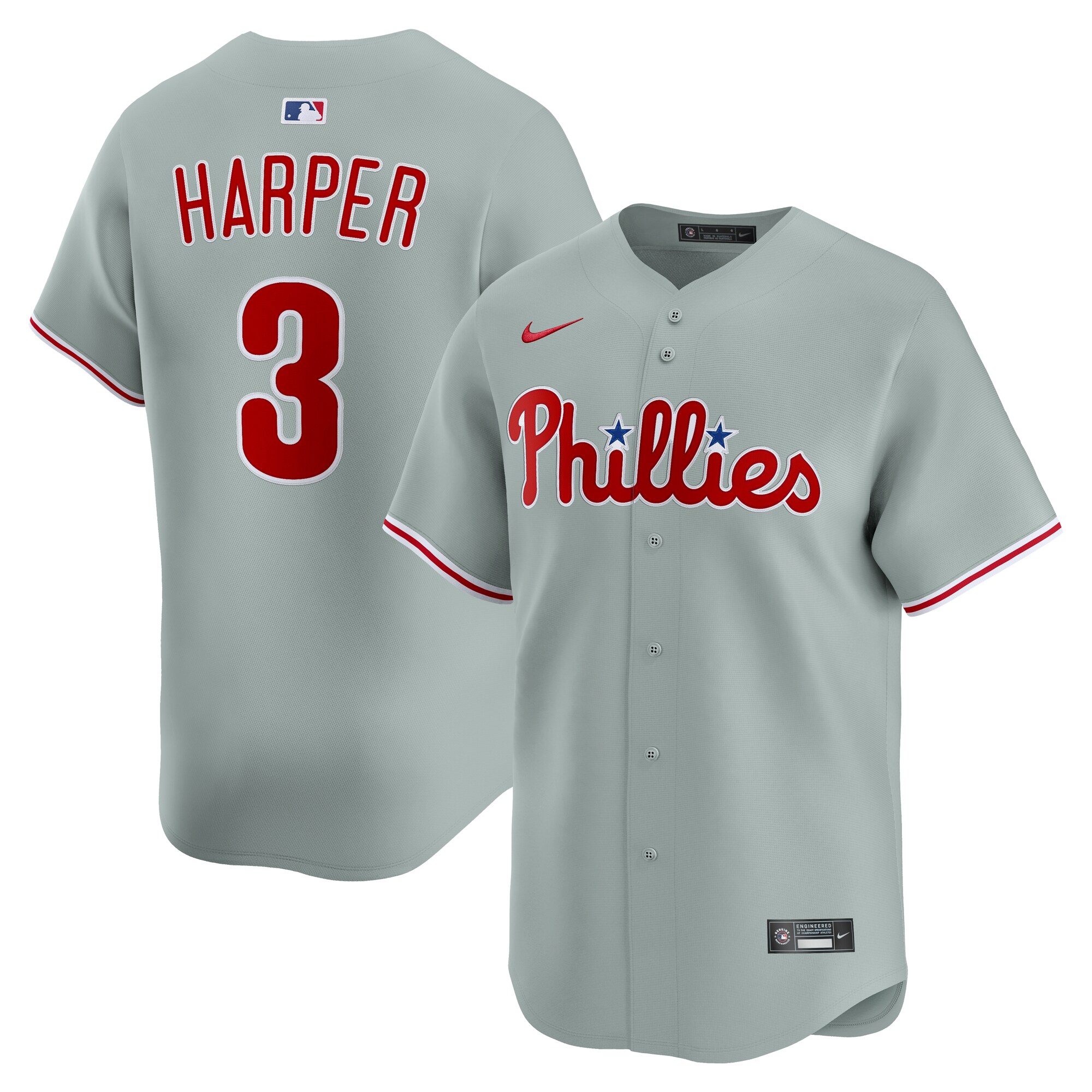 Men's Philadelphia Phillies Bryce Harper Nike Gray Road Limited Player Jersey