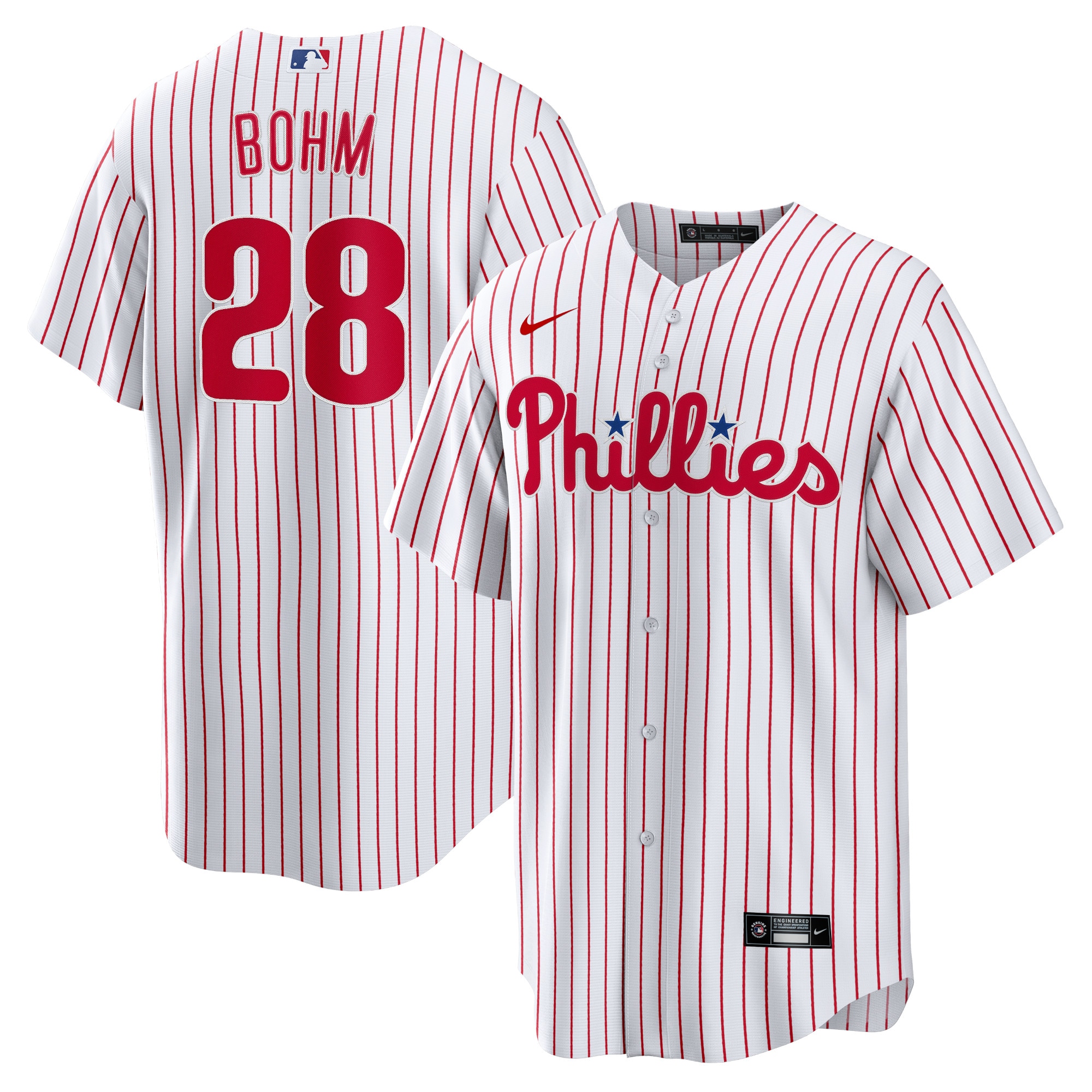 Men's Philadelphia Phillies Alec Bohm Nike White Replica Player Jersey