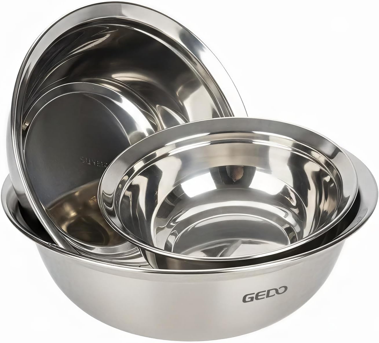 GEDO Stainless Steel 4 Piece Mixing Bowls Set, SUS316 Metal Nesting Bowls, Silver, Kitchen Food Prep Serving Bowls (7.07/8.64/10.21/11.79 in)