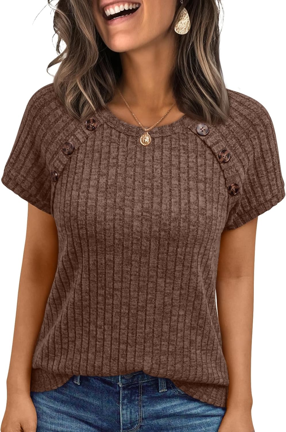 AUTOMET Women's Short Sleeve Shirts Business Casual Blouses Dressy Work Tunic Tops 2026 Spring Sweaters Fashion Clothes