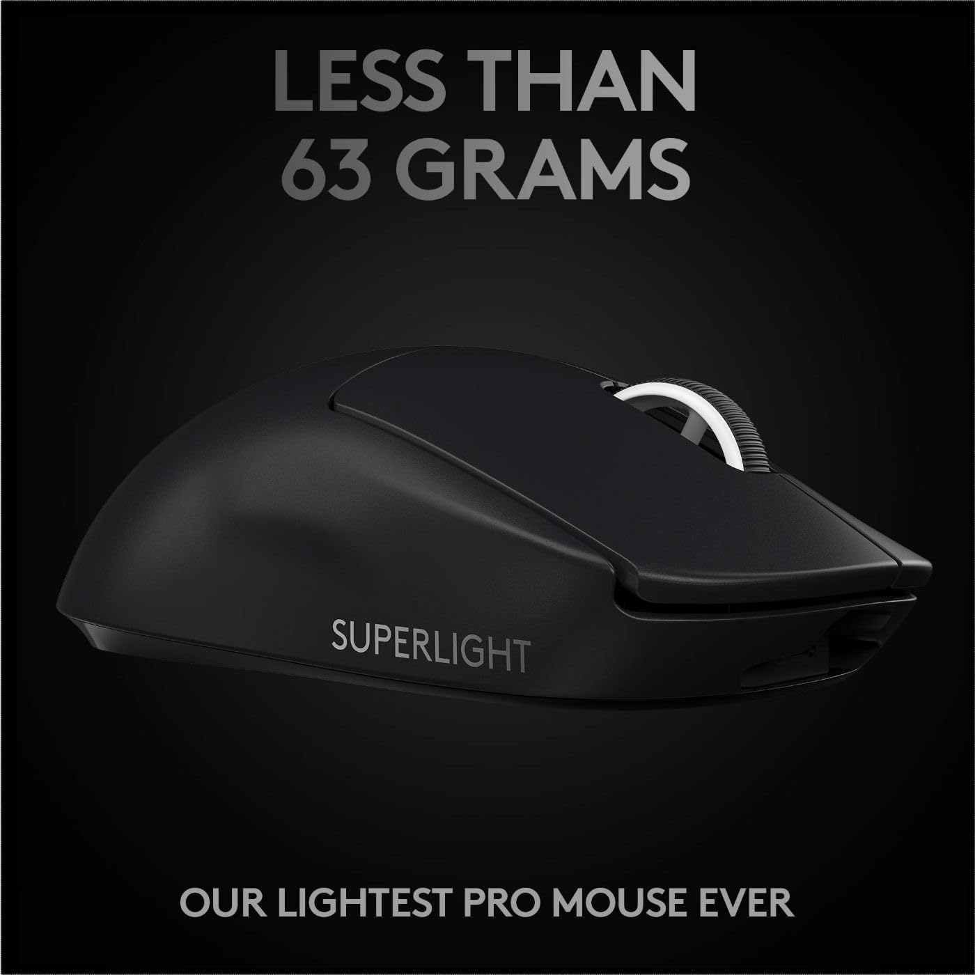 Logitech G PRO X Superlight Wireless Gaming Mouse, Ultra-Lightweight, Hero 25K Sensor, 25,600 DPI, 5 Programmable Buttons, Long Battery Life, Compatible with PC/Mac - Black