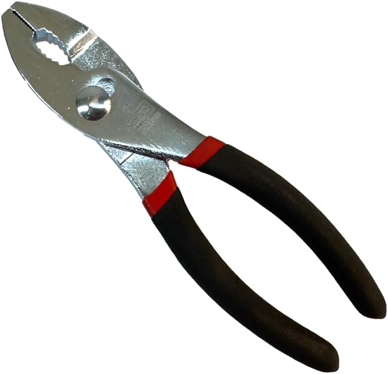 Edward Tools Slip Joint Pliers 6” - Heavy Duty Carbon Steel with Rubber Grip Handle - Fine Grip Teeth in Front and Coarse Teeth in Back - Rust Resistant Finish