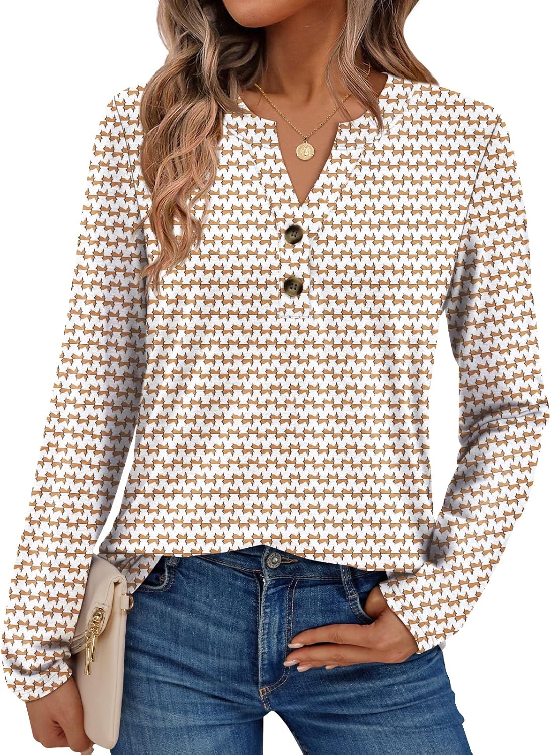 AUTOMET Women's Long Sleeve Shirts 2026 Spring Fashion Dressy Casual Tops Trendy Henley Blouses Cute Work Outfits Clothes