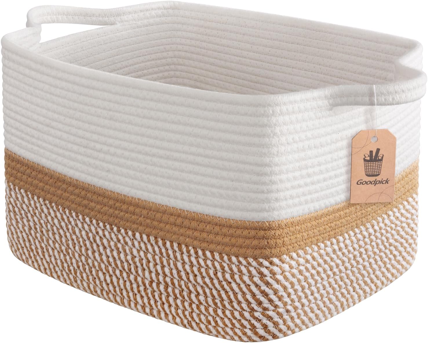 Goodpick Cube Storage Bins - Towel, Book, Cloth, Shoes, Closet Shelf Woven Baskets for Office, Baby Laundry, Toys, 13''x10''x9''