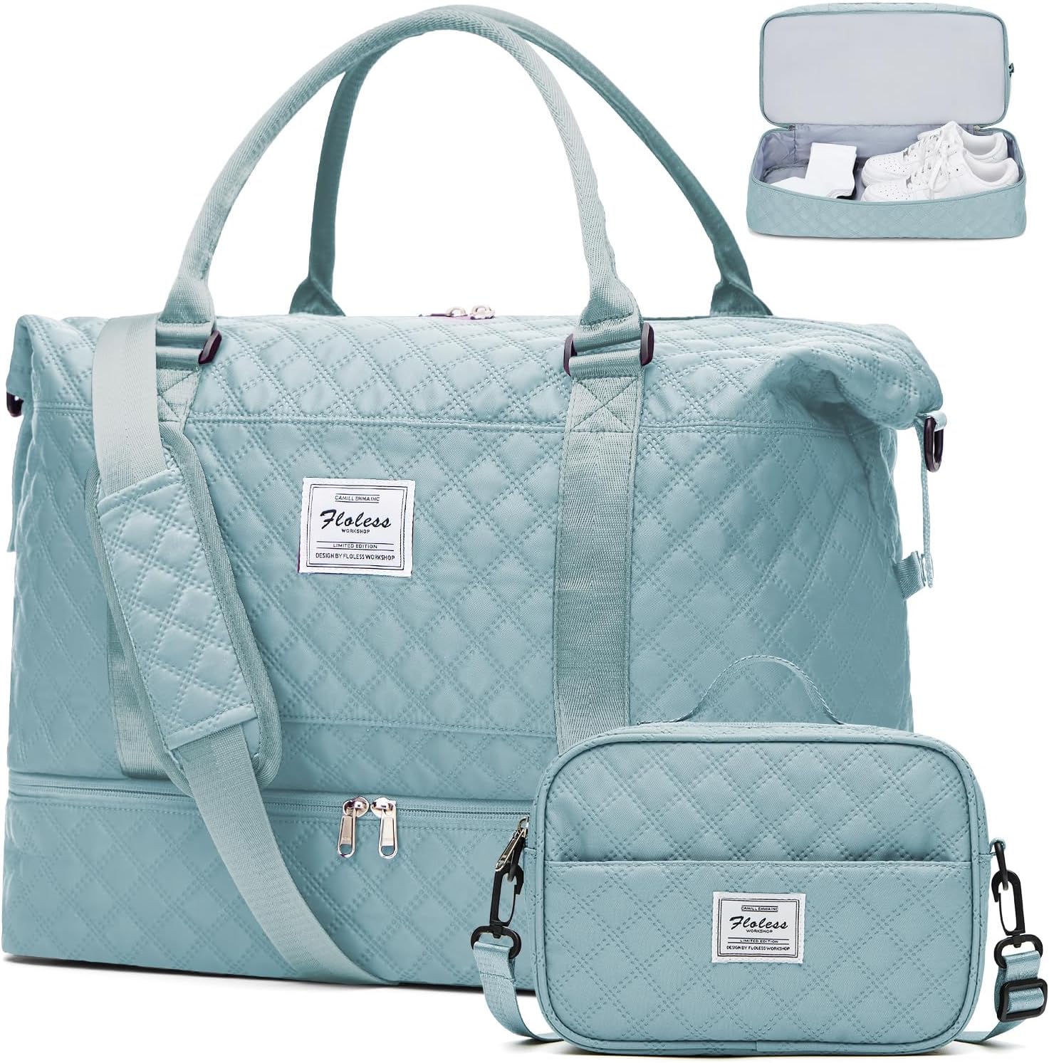 Weekender Bags for Women,Personal Item Travel Bag with Shoes Compartment,Overnight Travel Duffel Bag with Toiletry Bag