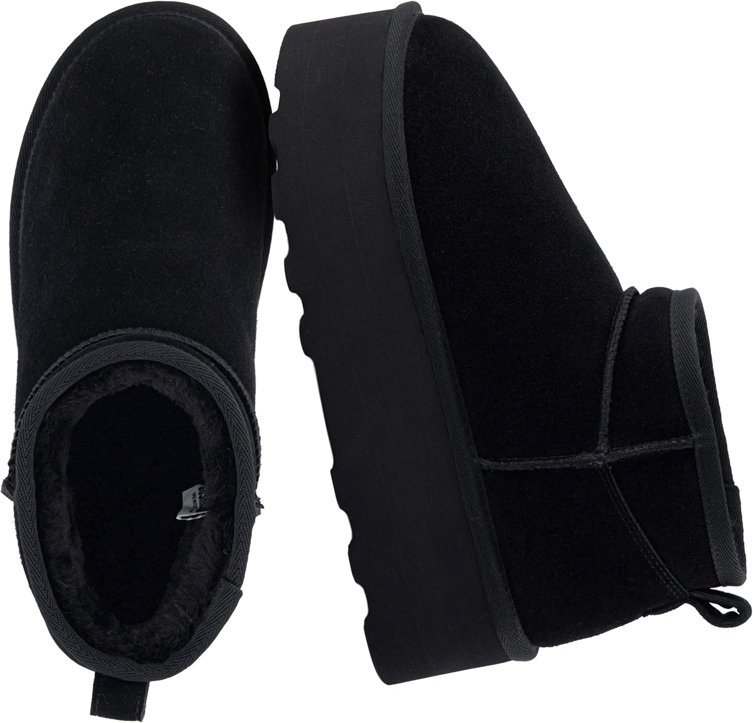 CUSHIONAIRE Hippy Women’s Platform Ankle Boots – Genuine Suede, Faux Fur Lining, Cozy Winter Slip-On Design, Comfortable Footwear with Wide Widths Available