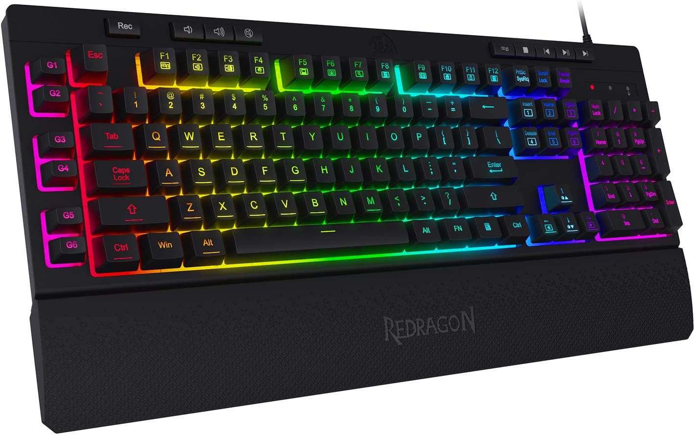Redragon Mechanical Gaming Keyboard Wired, 11 Programmable Backlit Modes, Hot-Swappable Red Switch, Anti-Ghosting, Double-Shot PBT Keycaps, Light Up Keyboard for PC Mac