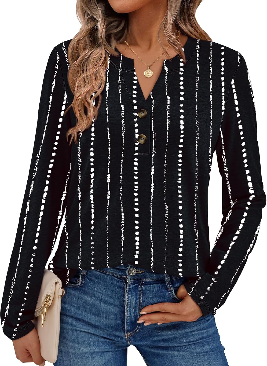 AUTOMET Women's Long Sleeve Shirts 2026 Spring Fashion Dressy Casual Tops Trendy Henley Blouses Cute Work Outfits Clothes