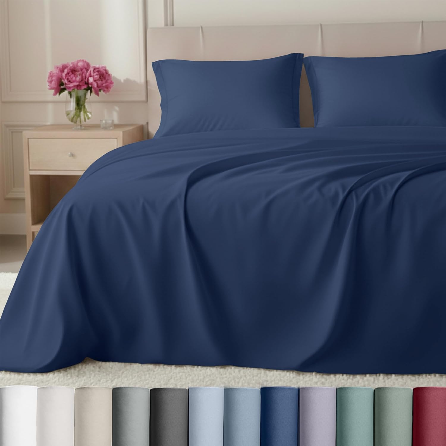 California Design Den Split King Sheet Set - Luxury 800 Thread Count, 100% Cotton Sateen, Bedding Set with Deep Pockets Sheets - Beige