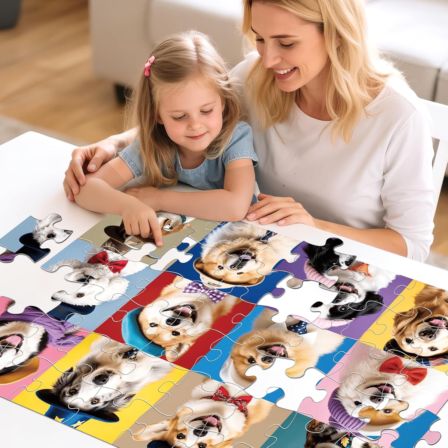 Jumbo Floor Puzzle for Kids,48 Piece Funny Dog Jigsaw Puzzles,Learning Educational Toys for Toddlers Ages 3-5,Puppy Theme Puzzles Children Gift for Boy Girl Ages 4-8