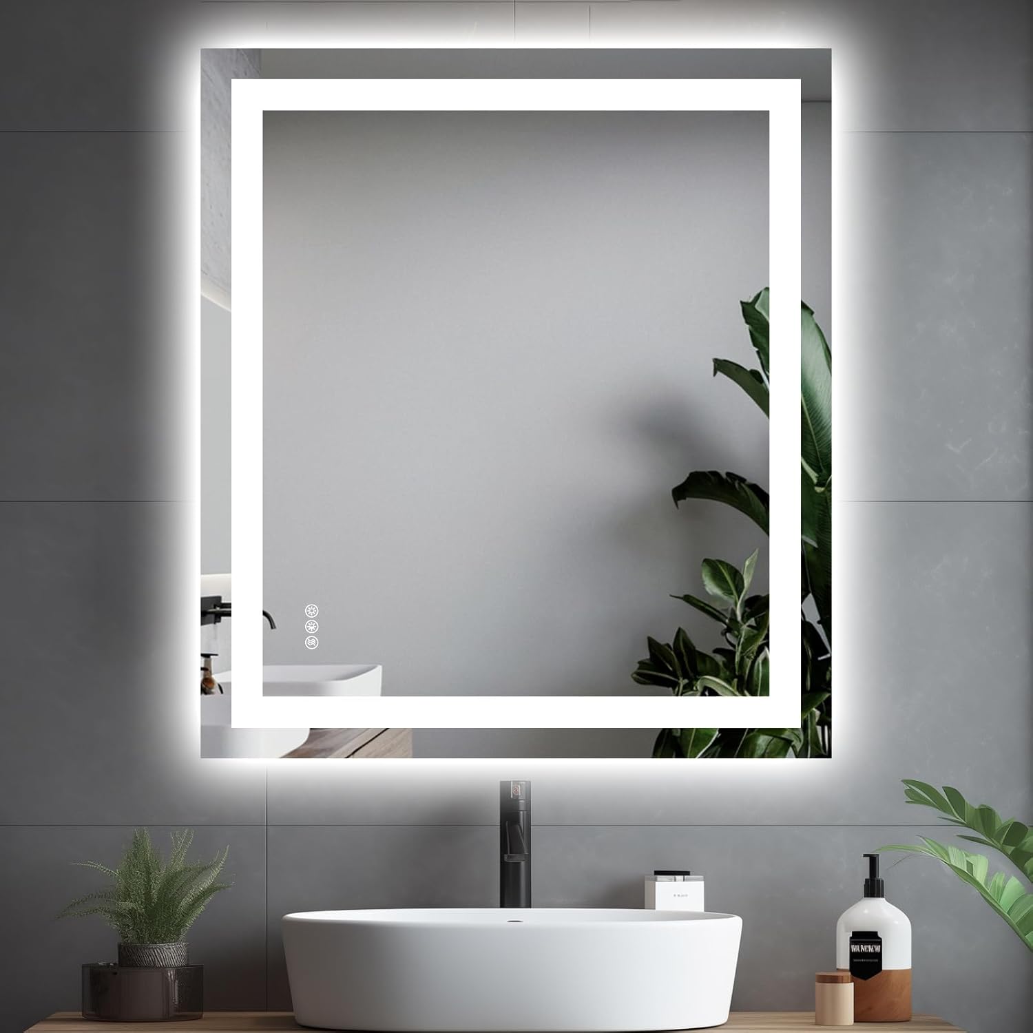 40X32 LED Bathroom Mirror with Lights, Anti-Fog, Dimmable, Backlit + Front Lit, Smart Bathroom Vanity Mirror, Memory Function, Shatterproof, Tempered Glass (Horizontal/Vertical)