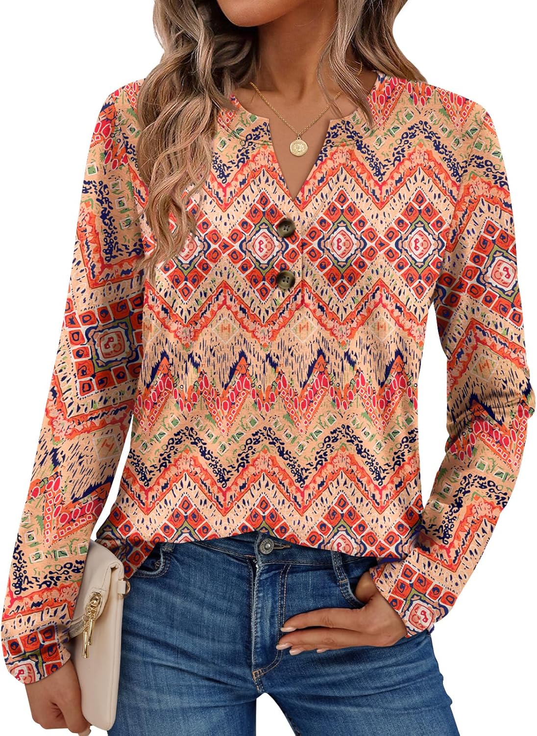 AUTOMET Women's Long Sleeve Shirts 2026 Spring Fashion Dressy Casual Tops Trendy Henley Blouses Cute Work Outfits Clothes