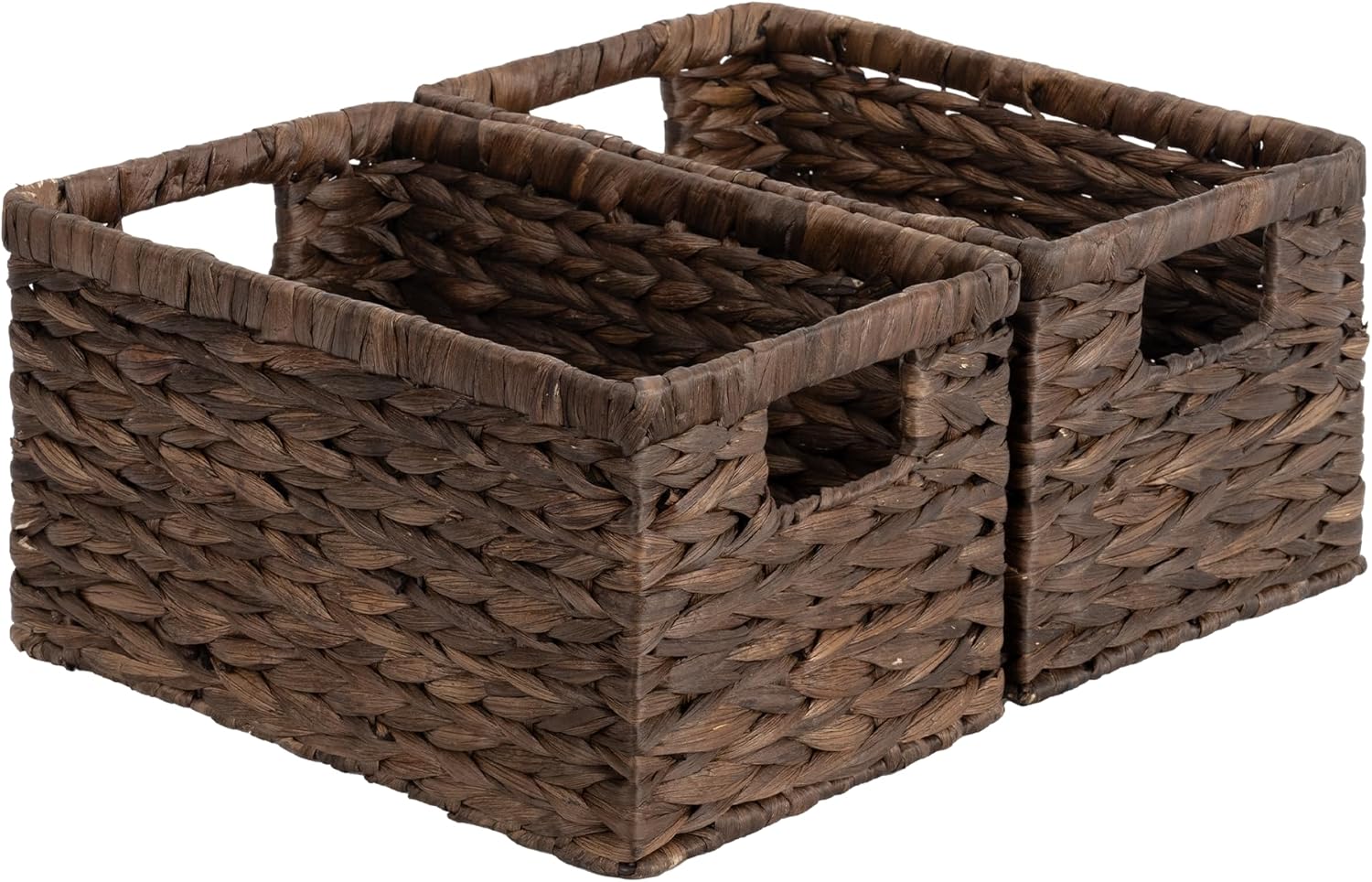 StorageWorks Wicker Basket, Baskets for Organizing, Storage Basket with Built-in Handles, Water Hyacinth Shelves (Medium 2-Pack, Natural Hyacinth)