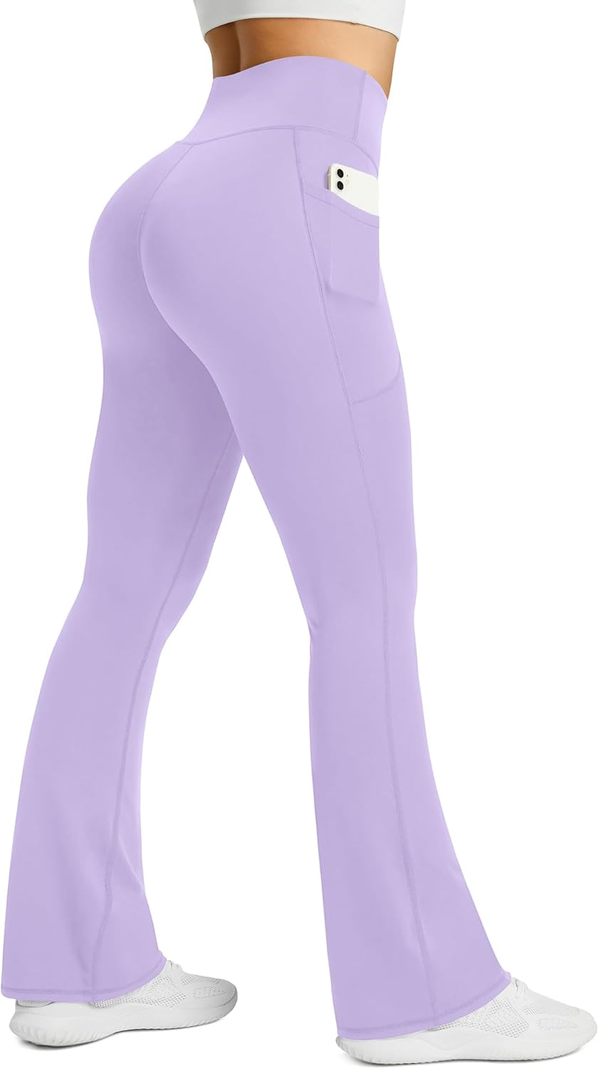 Womens Flared Yoga Pants with Pockets, High Waisted Flare Leggings Bell Bottom Bootcut Yoga Dress Pants