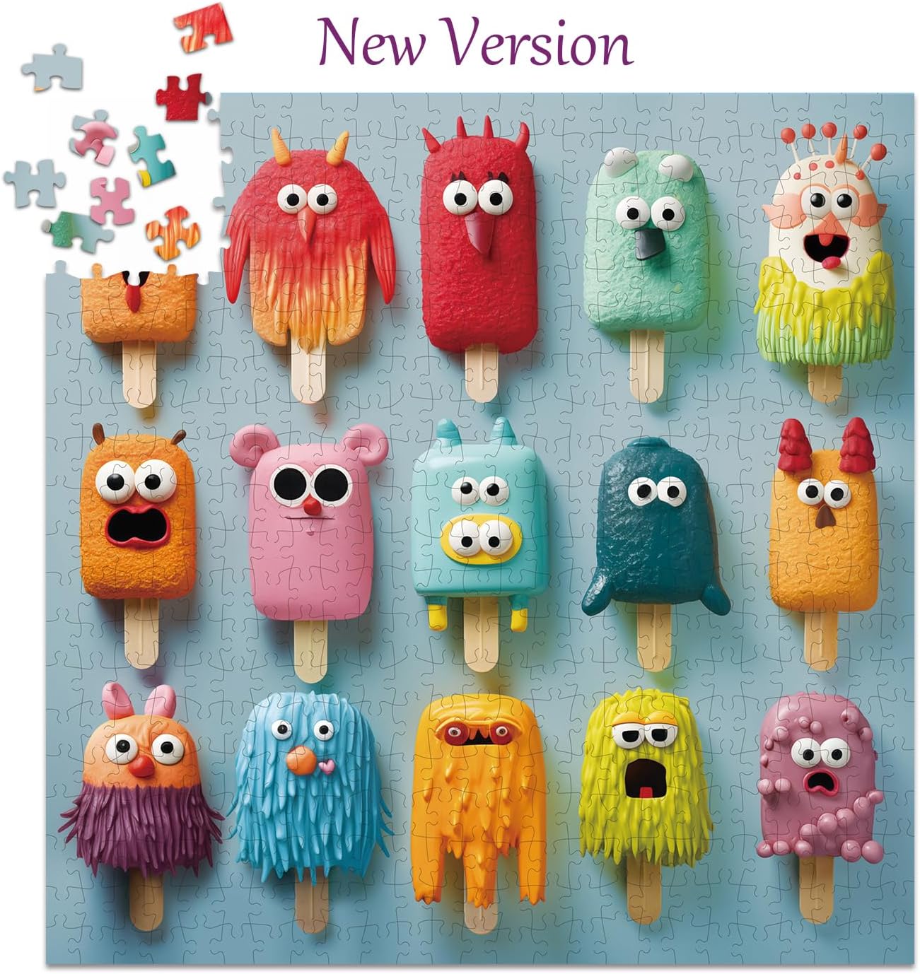 500 Pieces Jigsaw Puzzles for Adults and Teens and Kids Family Happy Gift Colorful Popsicles (Monster Popsicles)