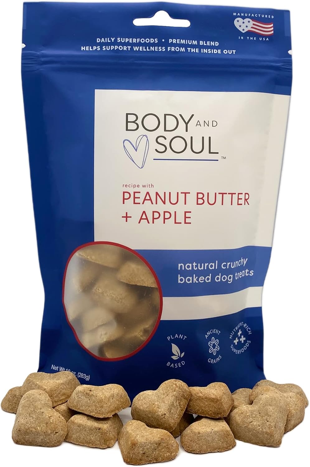 Body and Soul Pumpkin + Leafy Greens Crunchy Dog Treat - Superfood Biscuits Baked with Oats Barley & Quinoa - All-Natural Plant Based Clean Protein, No Additives or Fillers - Made in USA 2 Pack (20oz)