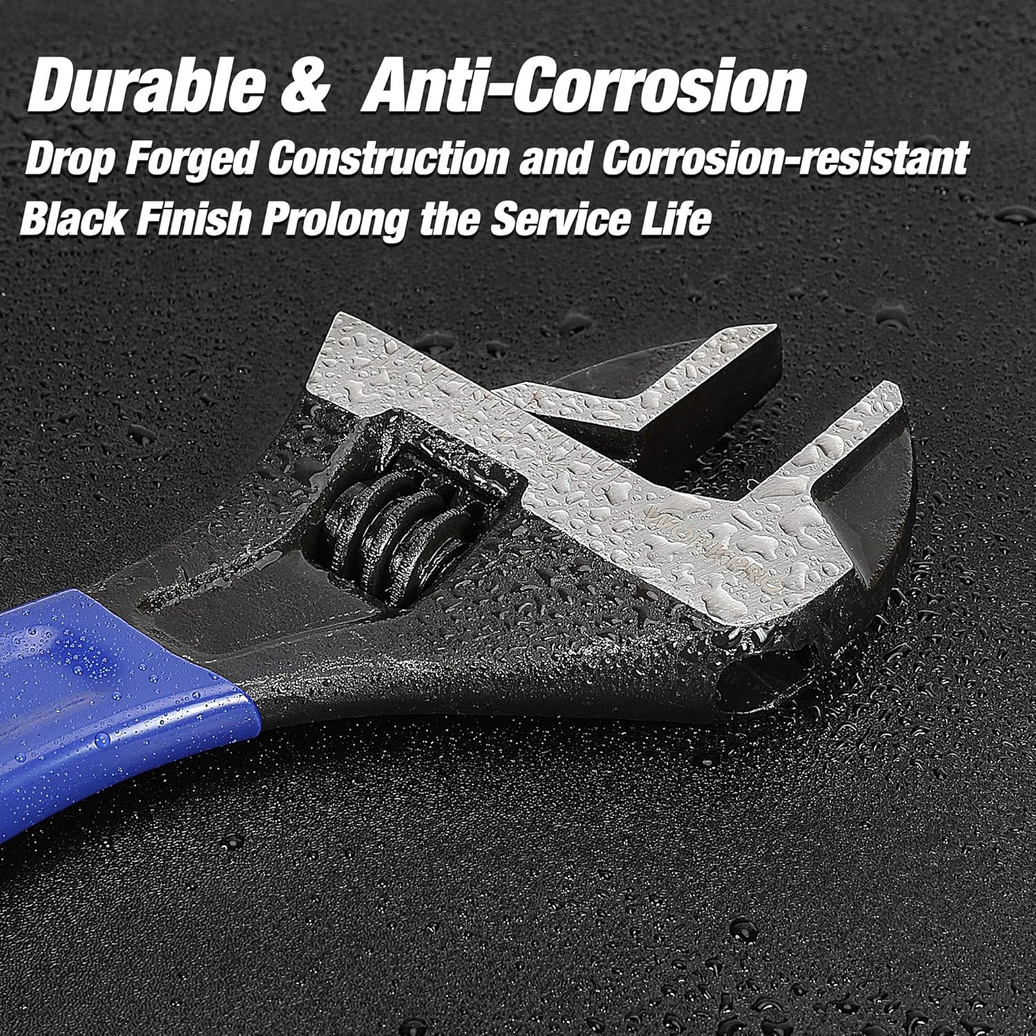 WORKPRO 2-Piece Adjustable Wrench Set, 6-Inch & 10-Inch Wide Jaw Black Oxide Wrench, Cr-V Steel, Metric & SAE Scales, Max Jaw Opening 15/16