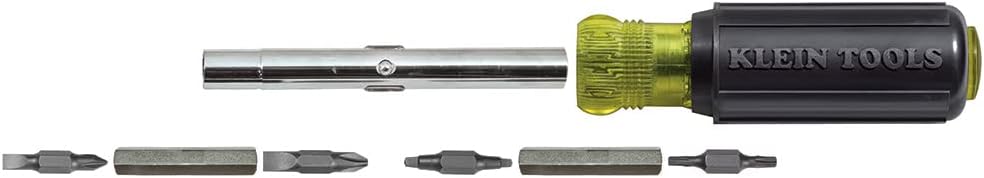 Klein Tools 32500 11-in-1 Screwdriver/Nut Driver Set, 8 Bits (Phillips, Slotted, Torx, Square), 3 Nut Driver Sizes, Cushion Grip Handle