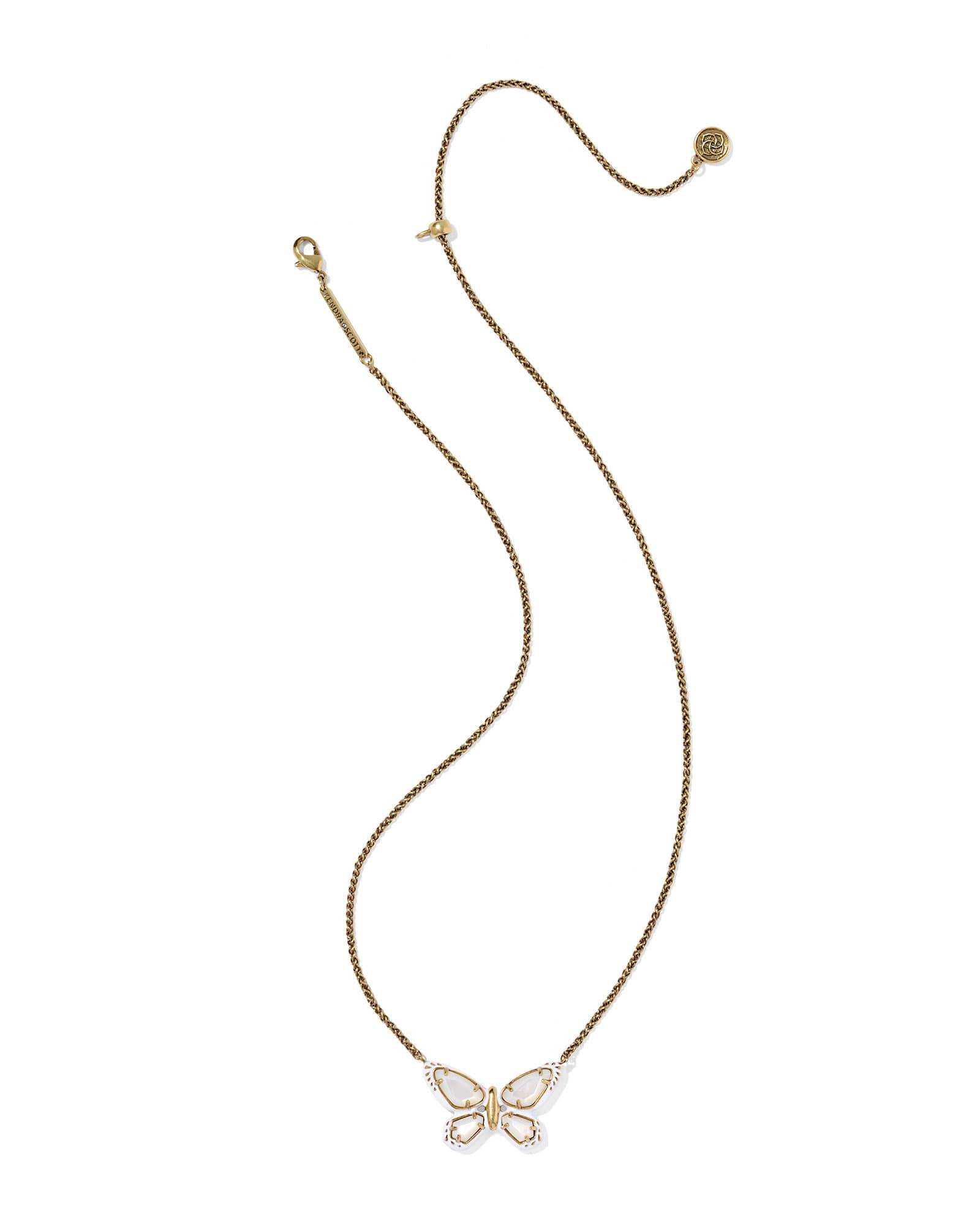 Dolly Parton x Kendra Scott Enamel Butterfly Vintage Gold Short Pendant Necklace