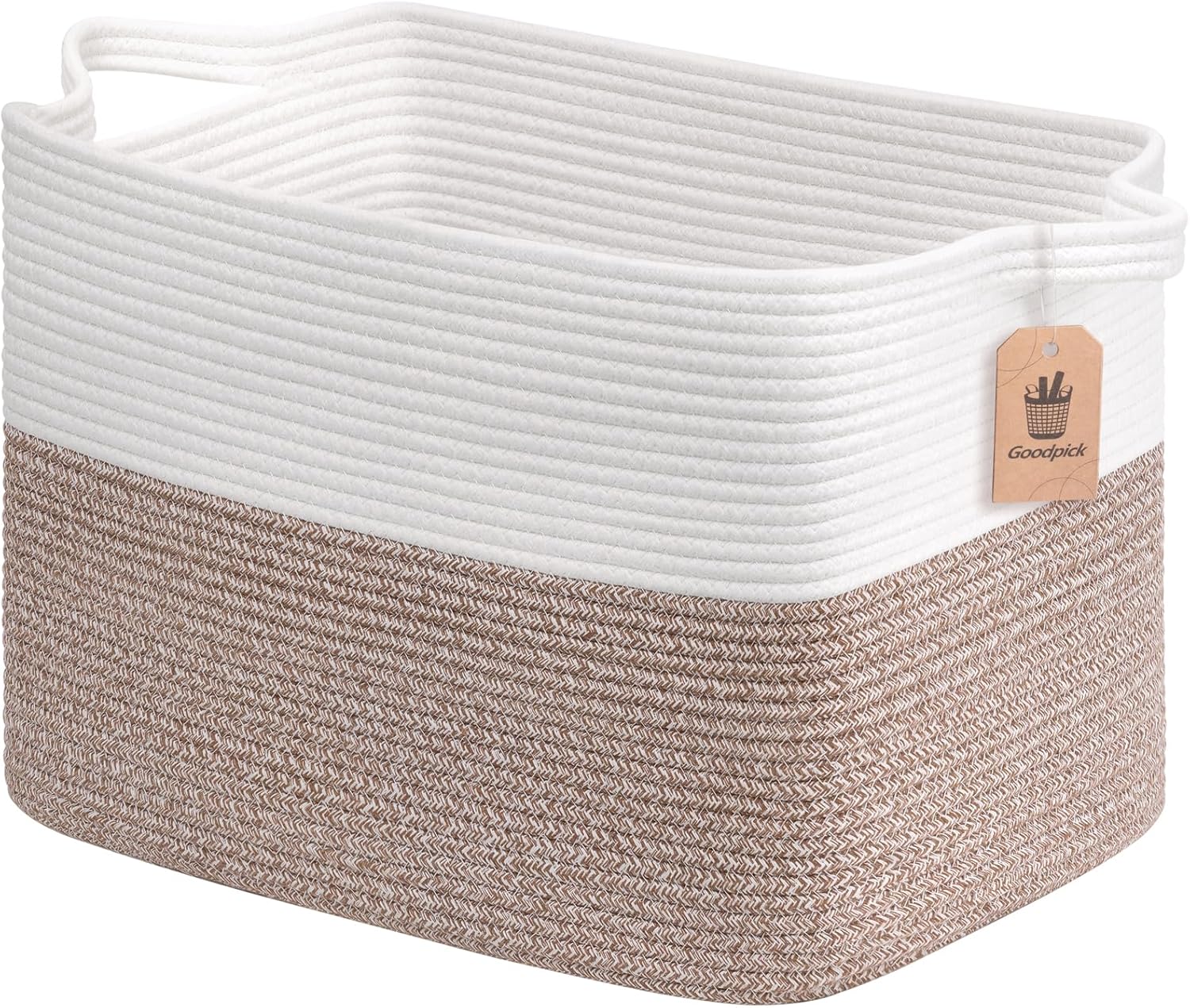 Goodpick Cube Storage Bins - Towel, Book, Cloth, Shoes, Closet Shelf Woven Baskets for Office, Baby Laundry, Toys, 13''x10''x9''