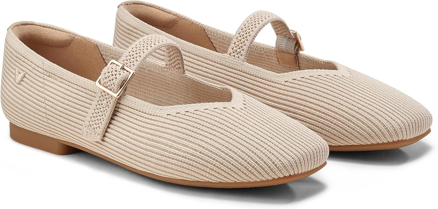 VIVAIA Women's Margot Mary Jane Square-Toe Ballet Flats