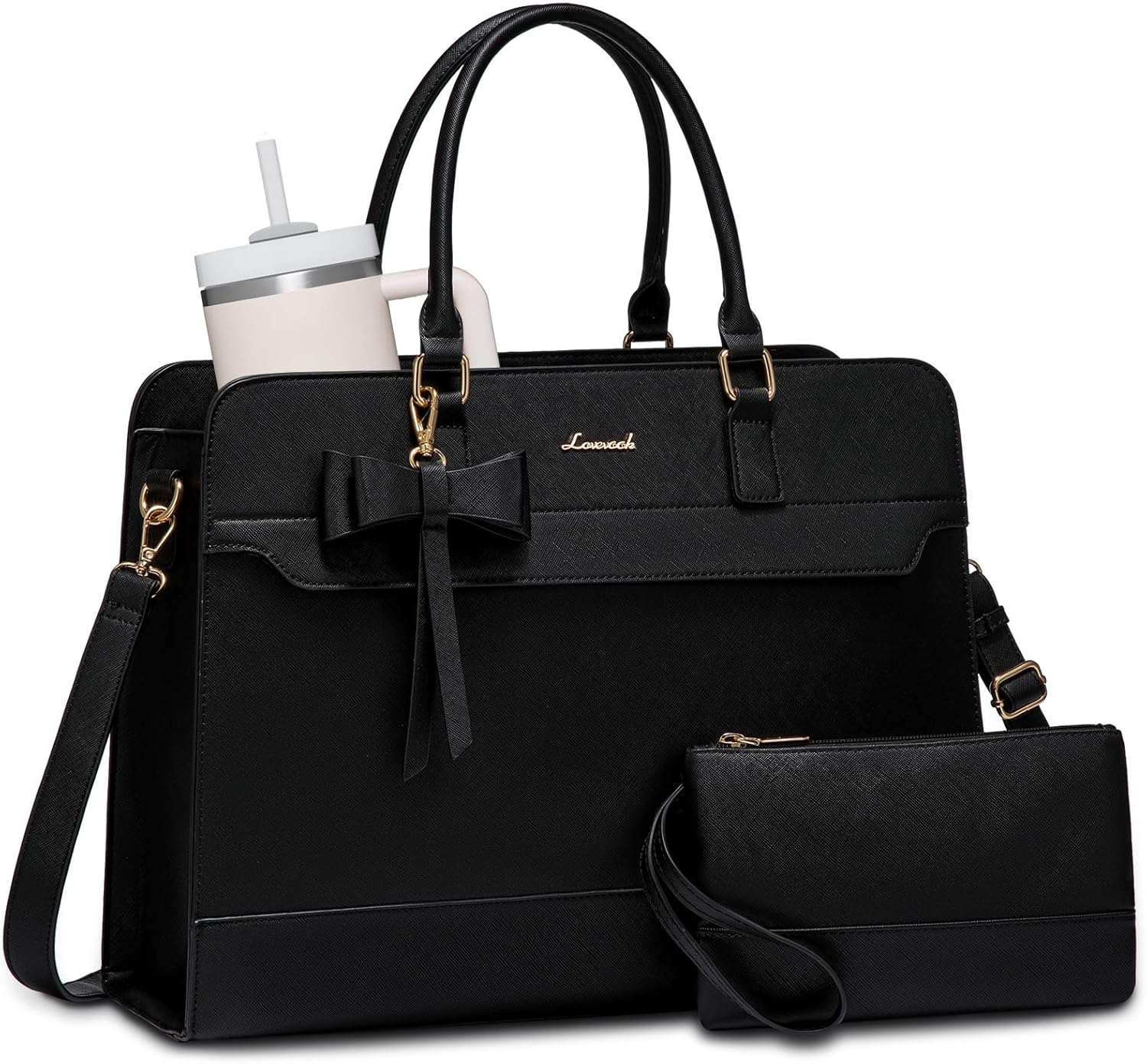 LOVEVOOK Laptop Tote Bag for Women,Leather Work Bag, Waterproof Business Teacher Bag,Large Computer Handbag Purse Briefcase,Office Gifts for Women