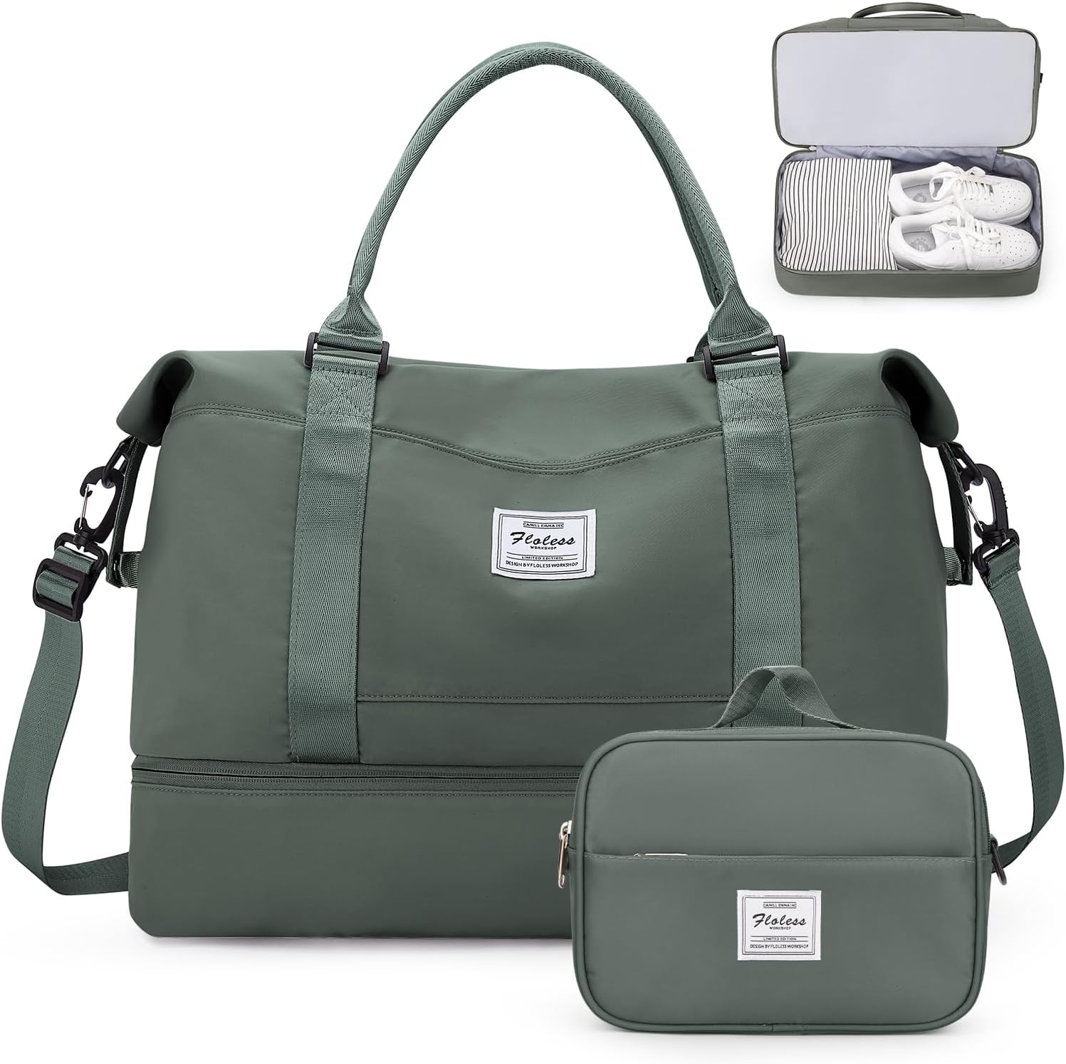 Weekender Bags for Women,Personal Item Travel Bag with Shoes Compartment,Overnight Travel Duffel Bag with Toiletry Bag