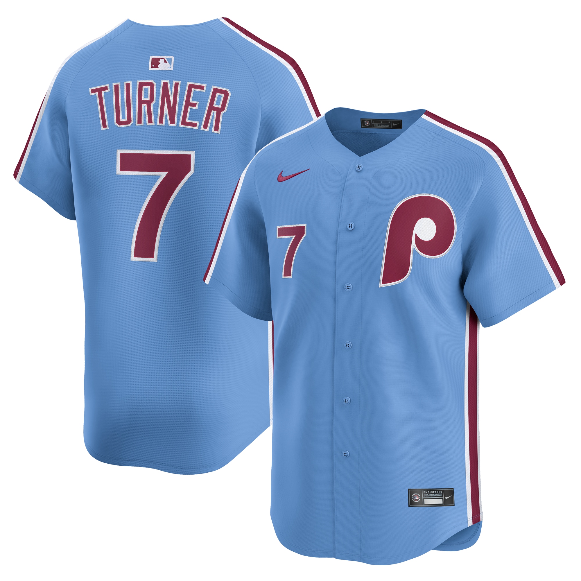 Men's Philadelphia Phillies Trea Turner Nike Light Blue Alternate Limited Player Jersey