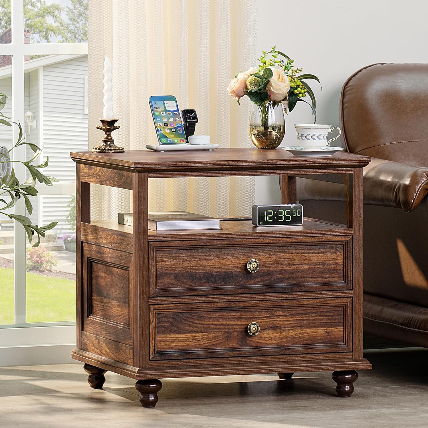Farmhouse Nightstand with Charging Station, 24