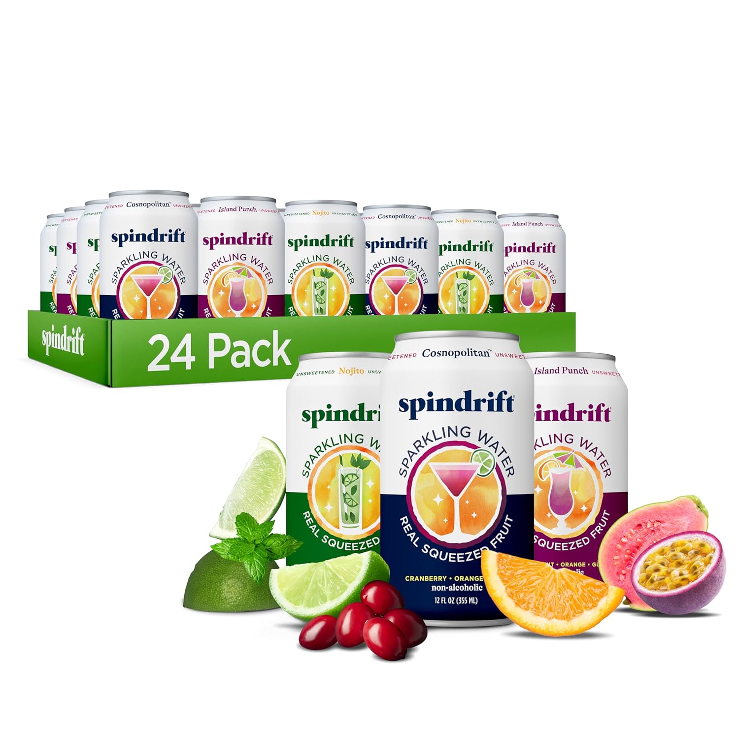 Spindrift Lemonade 3 Flavor Variety 20 Pack,12 Fl Oz (Pack of 20)