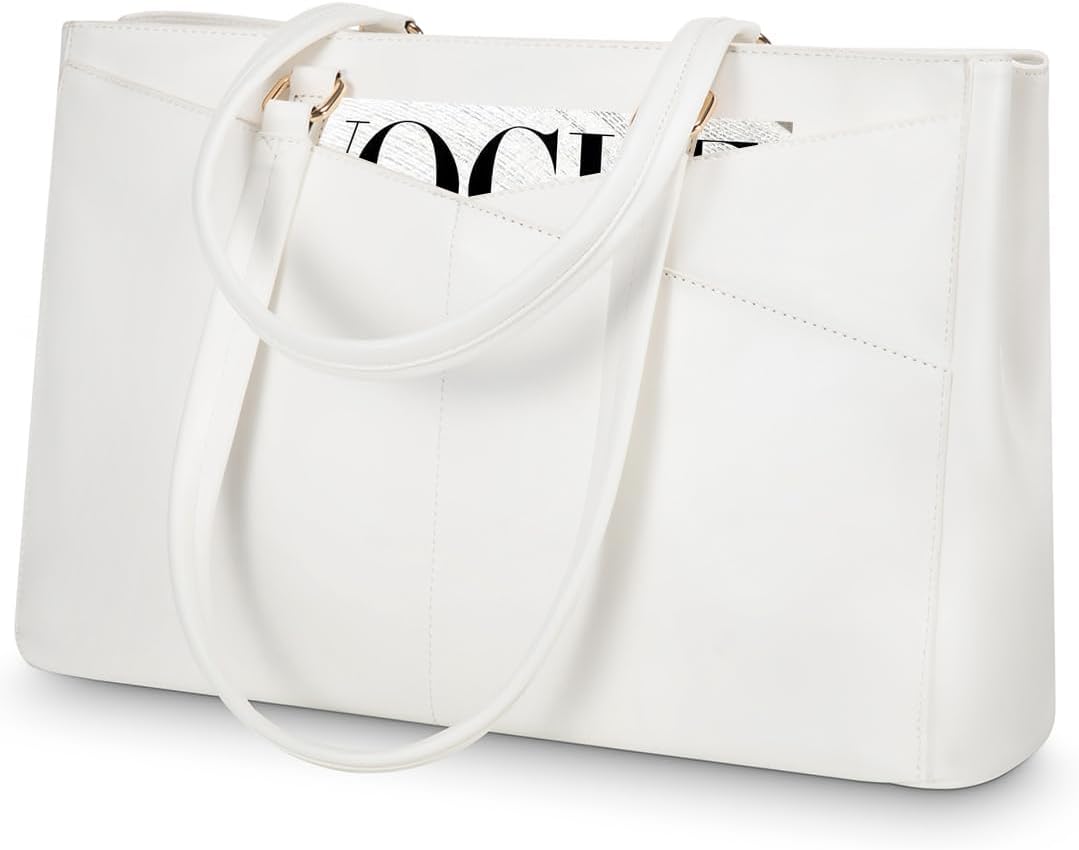 LOVEVOOK Laptop Tote Bag for Women 15.6 Inch Waterproof Leather Computer Bags Business Office Work Briefcase Black