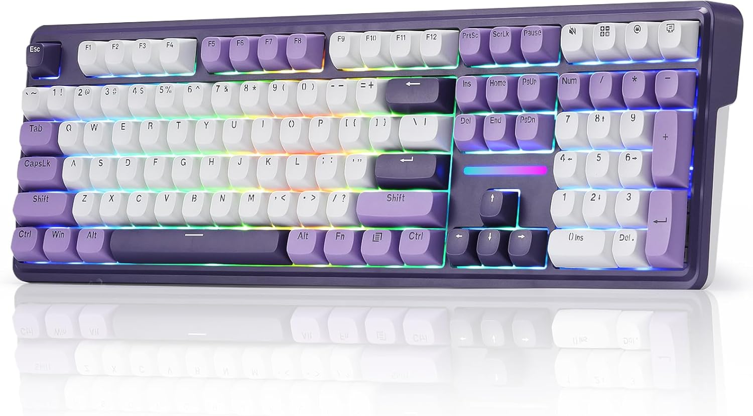 Redragon K668 RGB Gaming Keyboard, 108 Keys Wired Mechanical Keyboard w/Extra 4 Hotkeys, Sound Absorbing Foams, Upgraded Hot-swappable Socket, Mixed Color Keycaps x 2 Sets, Red Switch