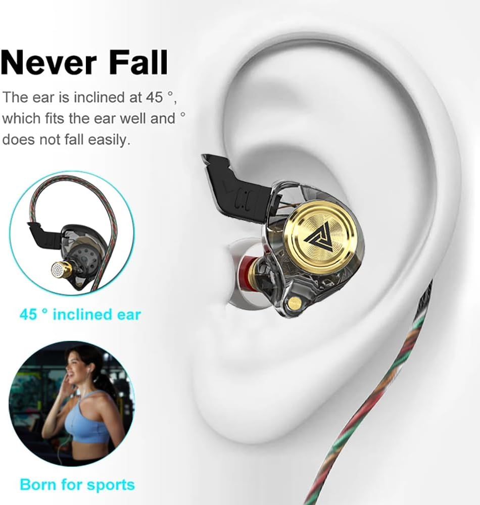 Wired Gaming Earbuds, Ak3file in Ear Monitors, Deep Bass Sound Wired Earbuds, HiFi in Ear Headphones with 1DD 10mm Dynamic Driver, IEM for Music Gaming Video Calling (Black)