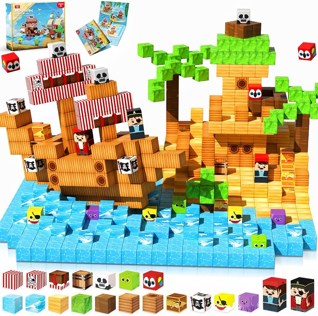 200PCS Magnetic Blocks with Light Blocks - Magnetic Blocks for Kids Ages 4 5 6 7 8, Magnetic Building Cubes, Magnetic Building Block, Christmas Birthday Gifts for 3-10 Years Old Boy Girls, STEM Toy