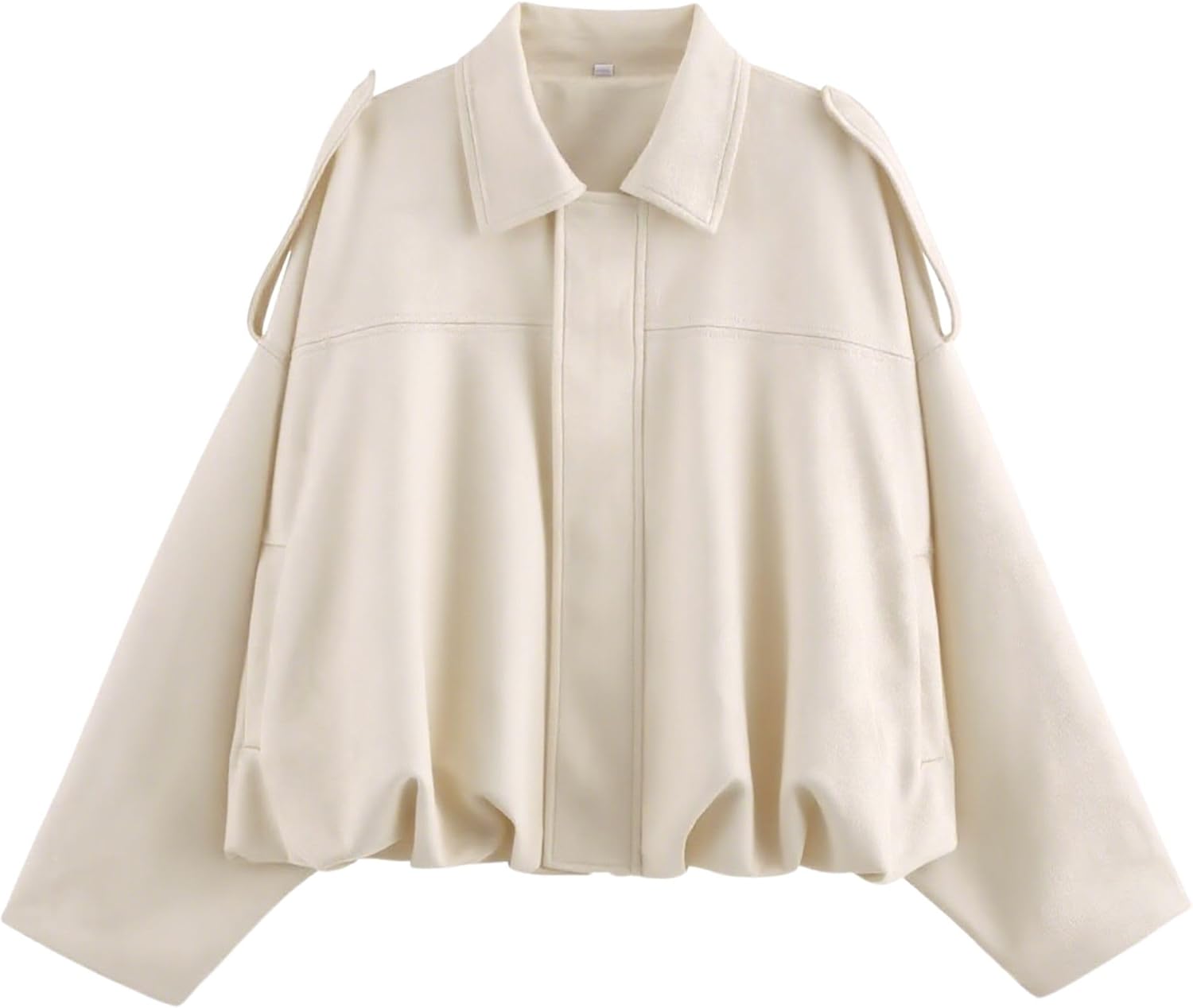 Xunger Women's Faux Suede Bomber Jacket Spring Lapel Pilot Coat Casual Oversized Long Sleeves Trendy Streetwear Outerwear